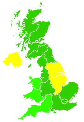 Click on a region for air pollution levels for 31/12/2010
