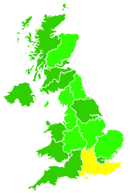 Click on a region for air pollution levels for 31/12/2014