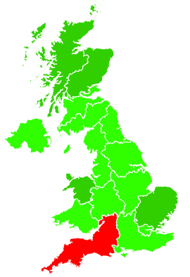 Click on a region for air pollution levels for 31/12/2020