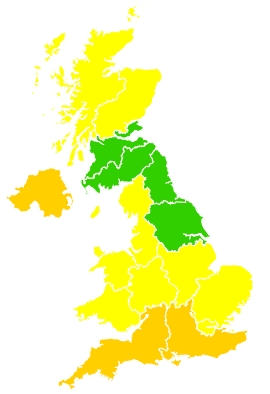 Click on a region for air pollution levels for 01/06/2020