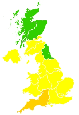 Click on a region for air pollution levels for 02/06/2020