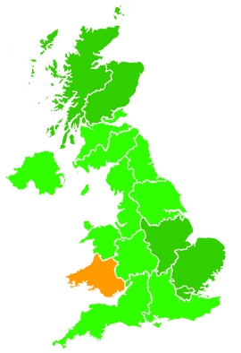 Click on a region for air pollution levels for 02/08/2022