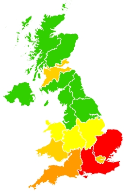 Click on a region for air pollution levels for 09/04/2020