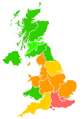 Click on a region for air pollution levels for 11/08/2020