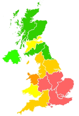 Click on a region for air pollution levels for 12/08/2020