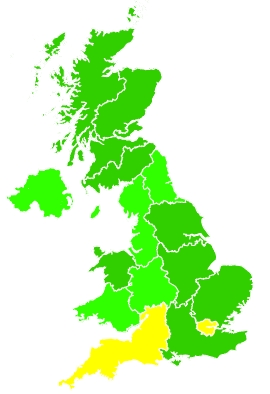 Click on a region for air pollution levels for 13/01/2022