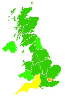 Click on a region for air pollution levels for 14/01/2022