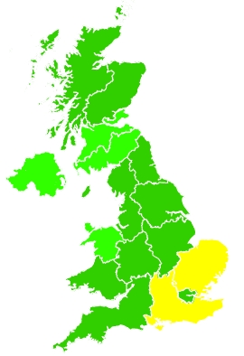 Click on a region for air pollution levels for 14/06/2021