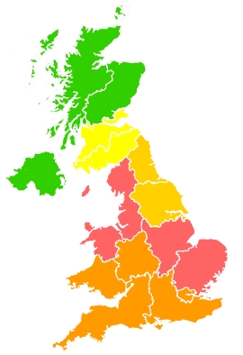 Click on a region for air pollution levels for 14/08/2022
