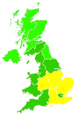 Click on a region for air pollution levels for 14/09/2020