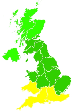Click on a region for air pollution levels for 15/06/2021