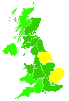 Click on a region for air pollution levels for 15/08/2020