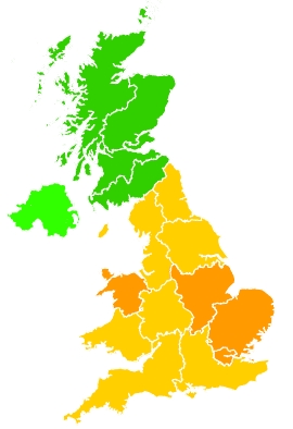 Click on a region for air pollution levels for 15/08/2022