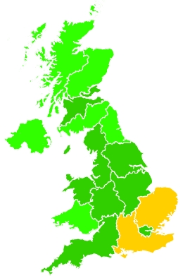 Click on a region for air pollution levels for 17/08/2022