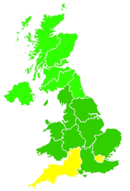 Click on a region for air pollution levels for 18/07/2021