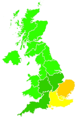 Click on a region for air pollution levels for 18/08/2022