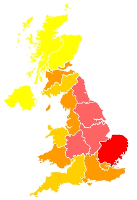 Click on a region for air pollution levels for 19/07/2022