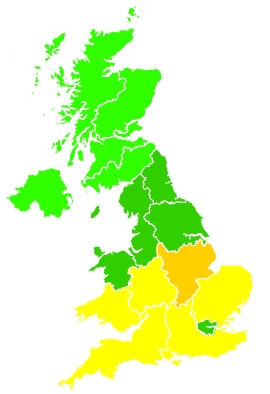 Click on a region for air pollution levels for 21/06/2022