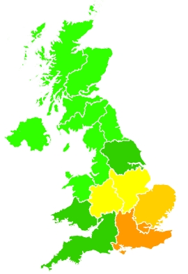 Click on a region for air pollution levels for 21/07/2018