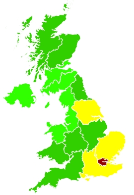Click on a region for air pollution levels for 22/01/2023