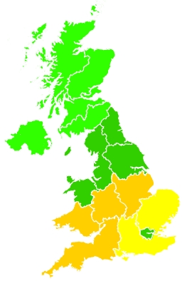 Click on a region for air pollution levels for 22/06/2022
