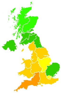 Click on a region for air pollution levels for 22/07/2021