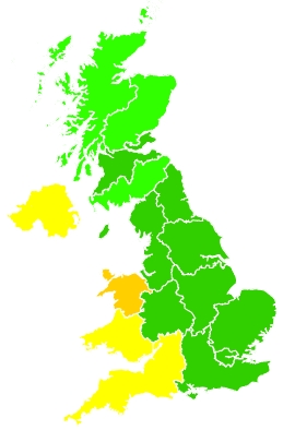 Click on a region for air pollution levels for 23/07/2021