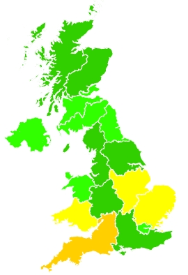 Click on a region for air pollution levels for 24/01/2023