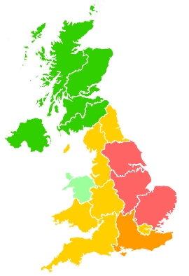 Click on a region for air pollution levels for 24/08/2019
