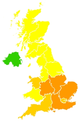 Click on a region for air pollution levels for 26/06/2020