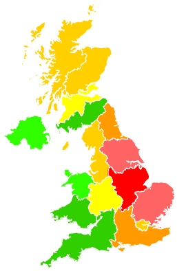 Click on a region for air pollution levels for 26/08/2019