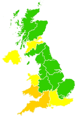 Click on a region for air pollution levels for 29/05/2020