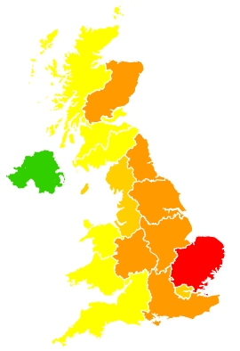 Click on a region for air pollution levels for 31/07/2020